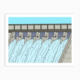 Dam Floodgate Stop Gates Water Supply Water Reservoir Art Print