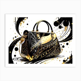 Gold And Black Handbag Art Print