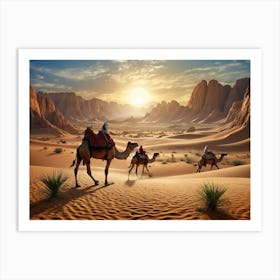 Camels In The Desert 3 Art Print