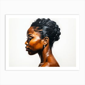 Side Profile Of Beautiful Woman Oil Painting 110 Art Print