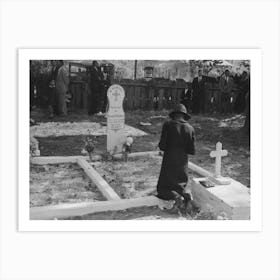 Women Praying At Grave Of Son In Cemetery At New Roads, Louisiana On All Saints Day By Russell Lee Art Print