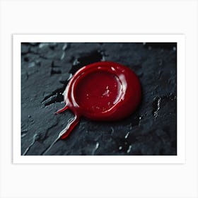 Red Wax Seal on Black Art Print