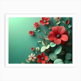 3d Floral Colorful Flowers 1 Art Print