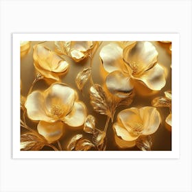 Gold Flowers 15 Art Print