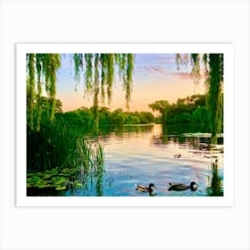 Ducks In The Pond 1 Art Print