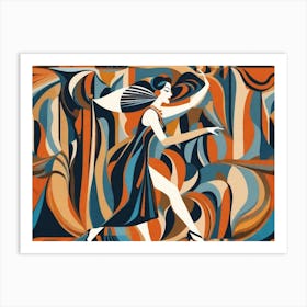 A Woman Dancing, Abstract Painting Art Print