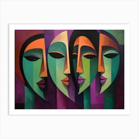 Four Faces By Santosh Art Print