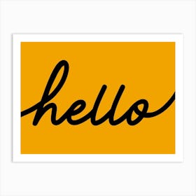 Hello Typography on Mustard Yellow Art Print