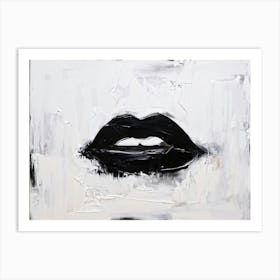 Abstract Painting Of Full Sealed Lips Painted Black Symbolizing Silence And Mystery Expressive Mi Art Print