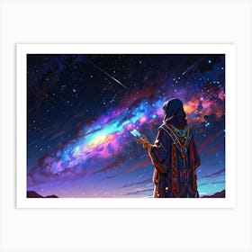 Woman Looking At The Stars Art Print