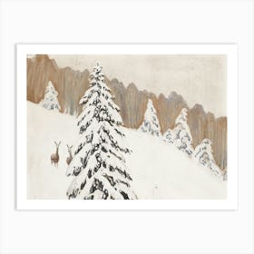 Vintage Winter Tree Art Print