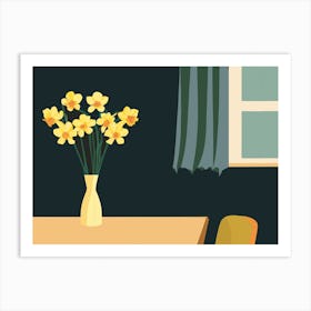 Daffodils on table Art Print