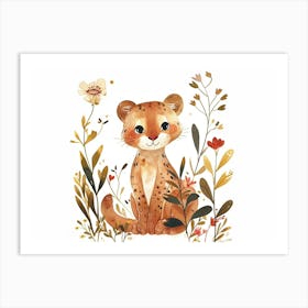 Little Floral Cougar 2 Art Print