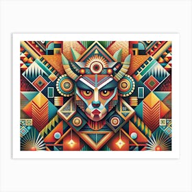 Abstract Geometric Art With A Face Art Print