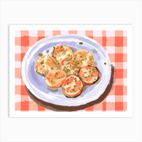 A Plate Of Bruschetta, Top View Food Illustration, Landscape 4 Art Print