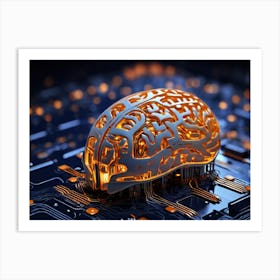 Brain On A Circuit Board 1 Art Print