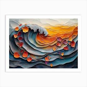 3d Colorful Wave Oil Painting Art Print