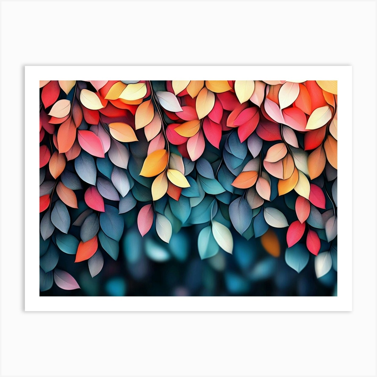 Elegant Vibrant Flower Hanging Branches Art Print by Divine Studio
