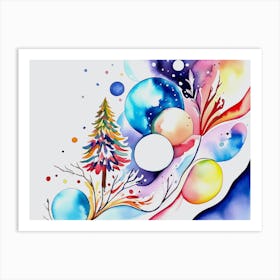 Watercolor Christmas Tree Art Print