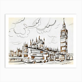 London Uk Great Britain England City River Urban Travels Britannia Bridge Big Ben Art Print