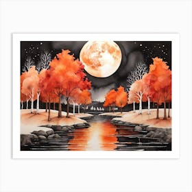 Moonlight Over The River 6 Art Print