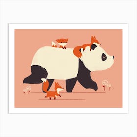 Panda and the Foxes Art Print