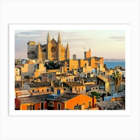 Cityscape With La Seu Cathedral And Rooftops, Palma De Mallorca , Majorca, Spain Art Print