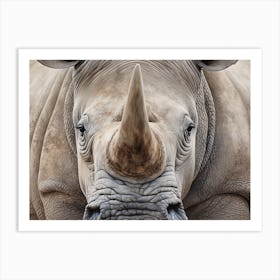 White Rhinoceros Close Up Realism 3 Art Print