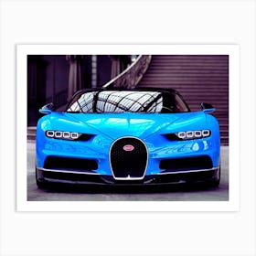 Cute Blue Car Cool Art Print