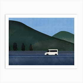 White Van On The Road Art Print