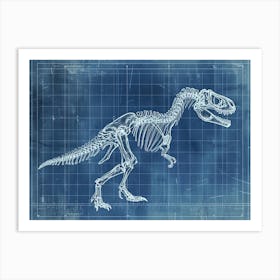 Utahraptor Dinosaur Skeleton Blueprint Art Print
