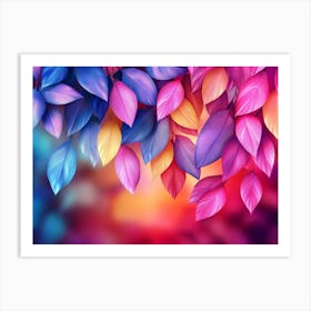 Elegant Colorful With Vibrant Leaves Hanging Branches Illustration Background 1 Art Print