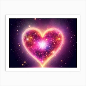 A Colorful Glowing Heart On A Dark Background Horizontal Composition 86 Art Print