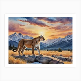 Where the Sky Meets the Eart Cougar Art Print