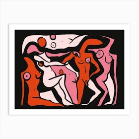 Psychedelic Nudes 3 Red Art Print