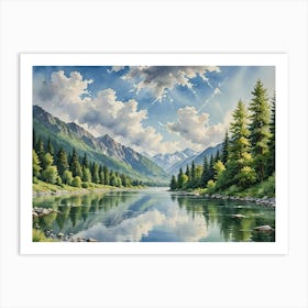 Mountain River 3 40x30in 12000x9000px 49mb Art Print