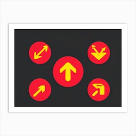 An Abstract Set Of Flat Design Navigation Icons Consisting Of Pointer With Red And Yellow Color Sche (2) Art Print