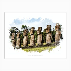 Ahu Akivi, Rapa Nui (Easter Island), Chile Art Print