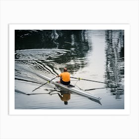 Man Sailing With Kayak In The River Art Print