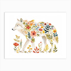 Little Floral Arctic Wolf 3 Art Print