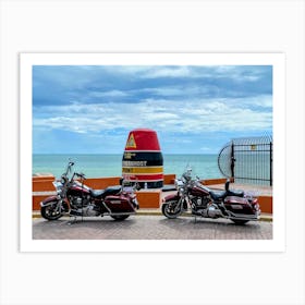 Two Motorcycles At The Southern Most Point (Florida Keys Series) Art Print