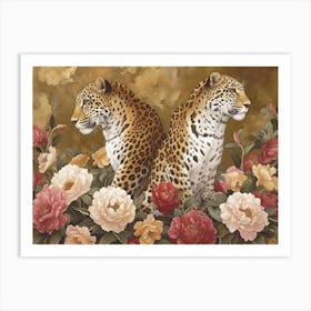 Floral Animal Illustration Leopard 2 Art Print