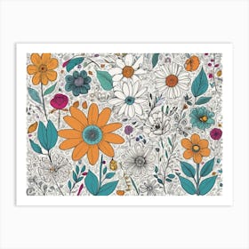 Doodle Flowers 11 Art Print