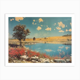 Red Flowers In A Field Art Print