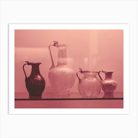 Four Vases Vintage Antique Old Kitchen Dining Beige Pink Terracotta Photo Photography Horizontal Still Life Art Print