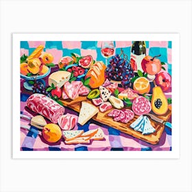 Mediterranean Mezze Platter Pink Checkerboard 3 Art Print