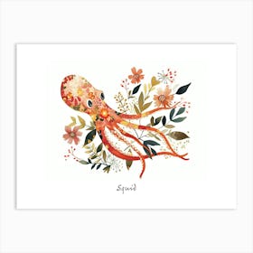 Little Floral Squid 2 Poster Art Print