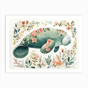 Little Floral Manatee 1 Art Print