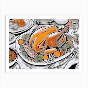 Food Thanksgiving Turkey Dinner Art Print