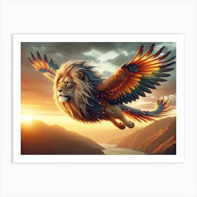 Flying Lion-Bird Fantasy Art Print